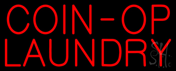 Red Block Coin Op Laundry Neon Sign