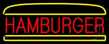 Red Hamburger Logo Neon Sign