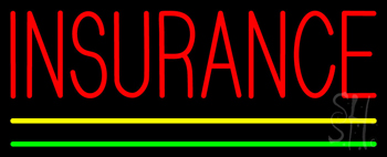 Red Insurance Yellow Green Lines Neon Sign