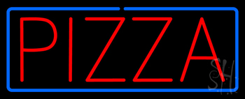 Red Pizza With Blue Border Neon Sign