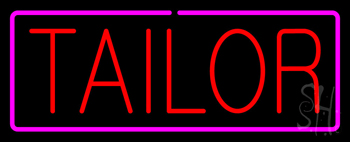 Red Tailor With Pink Border Neon Sign