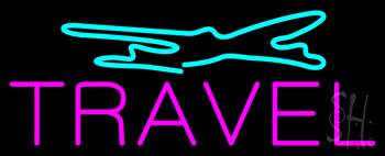 Purple Travel Turquoise Logo Neon Sign