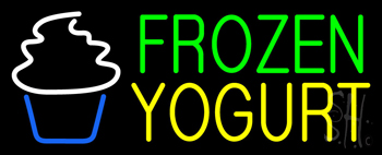 Green Frozen Yogurt Yellow Logo Neon Sign