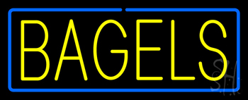 Yellow Bagels With Blue Border Neon Sign