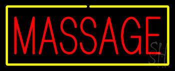Red Massage Yellow Border Neon Sign
