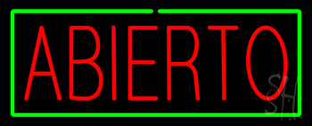 Red Abierto Green Border Neon Sign