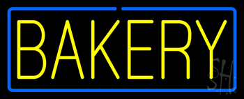 Yellow Bakery With Blue Border Neon Sign