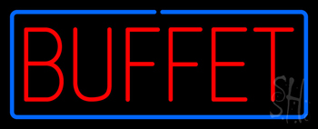 Red Buffet With Blue Border Neon Sign