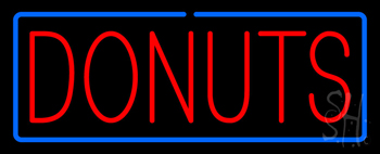 Red Donuts With Blue Border Neon Sign