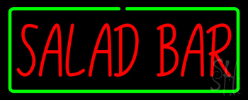 Red Salad Bar With Green Border Neon Sign