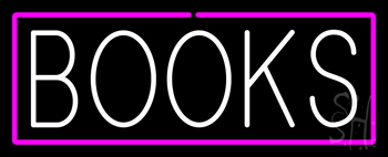 White Books Purple Border Neon Sign