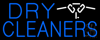 Blue Dry Cleaners Logo Neon Sign