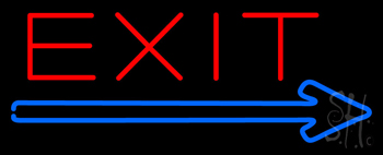 Exit With Arrow Neon Sign