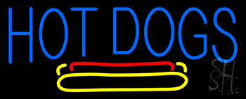 Blue Hot Dogs Logo Neon Sign