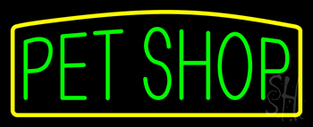 Green Pet Shop Yellow Border Neon Sign