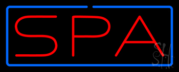 Red Spa Blue Border Neon Sign