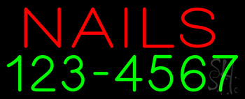 Red Nails With Phone Number Neon Sign