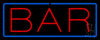 Simple Bar With Blue Border Neon Sign