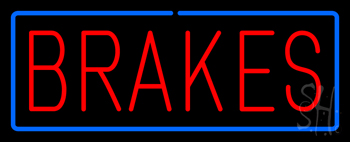 Red Brakes Blue Border Neon Sign