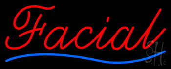 Cursive Red Facial Blue Waves Neon Sign