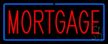 Red Mortgage Blue Border Neon Sign