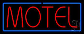 Red Motel With Blue Border Neon Sign