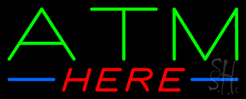 Green Atm Here Neon Sign
