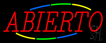 Multi Colored Abierto Neon Sign