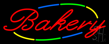Multicolored Cursive Bakery Neon Sign