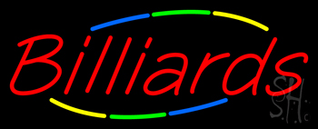 Multicolored Deco Style Billiards Neon Sign