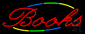 Multi Colored Books Neon Sign