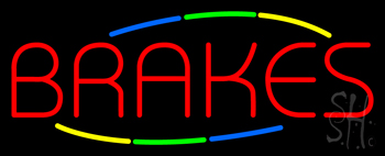 Multicolored Deco Style Brakes Neon Sign