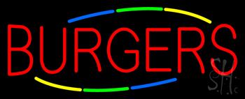Multi Colored Burgers Neon Sign