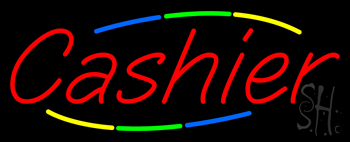Multi Colored Cashier Neon Sign