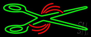 Green Scissor Logo Neon Sign