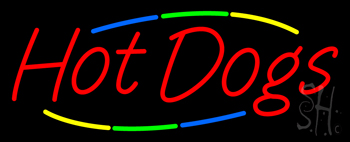 Multi Colored Hot Dogs Neon Sign