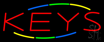 Multicolored Deco Style Keys Neon Sign