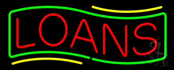 Red Loans Green Border Neon Sign