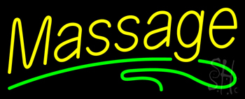 Yellow Massage Green Line Neon Sign
