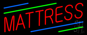 Red Mattress Green Blue Line Neon Sign