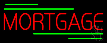 Red Mortgage Green Lines Neon Sign