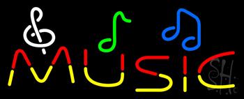 Music With Notes Neon Sign