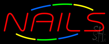 Red Nails Multi Colored Neon Sign