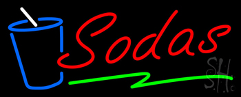Red Sodas With Glass Neon Sign