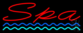 Red Spa Blue Waves Neon Sign