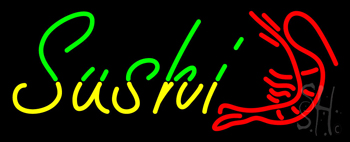 Green Yellow Sushi Neon Sign