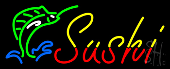 Yellow Red Sushi With Logo Neon Sign