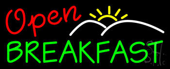 Red Open Green Breakfast Neon Sign