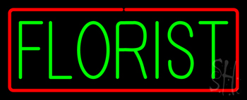 Green Florist With Red Border Neon Sign