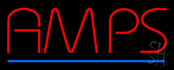 Red Amps Blue Border Neon Sign